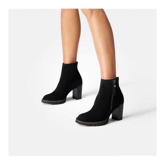 Paul Green Sloane Black Suede Pull On Zip Ankle Bootie NWT - Picture 1 of 12